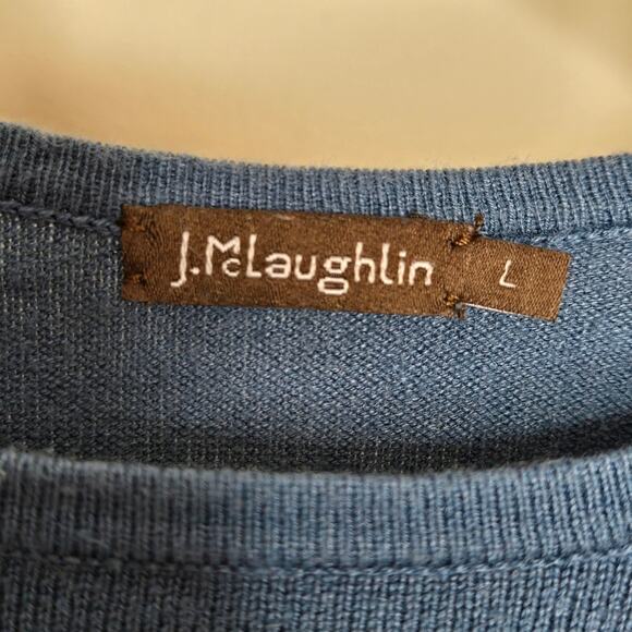 J. MCLAUGHLIN Teal Blue Long Sleeve Sweater Button Detail on Sleeves Size L - Picture 4 of 6